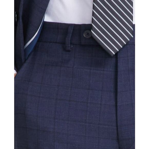 Calvin Klein Men's Navy Plaid Wool Blend Jace Slim-Fit Suit Pants Size 36x32 - Picture 5 of 5